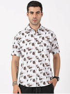 Oxford Printed Half Sleeve Cotton Shirt