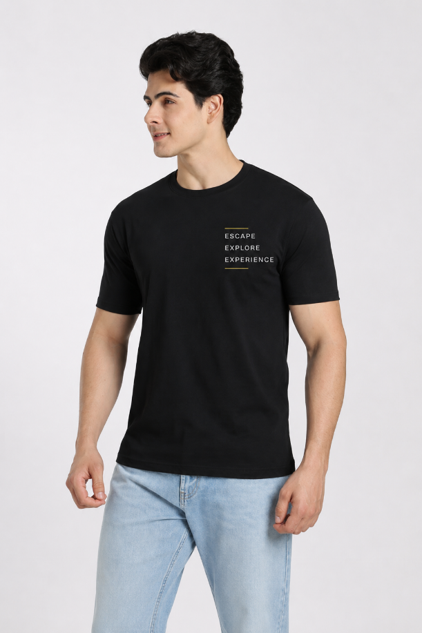 Jeep Adventure Black Printed T-shirt for Men