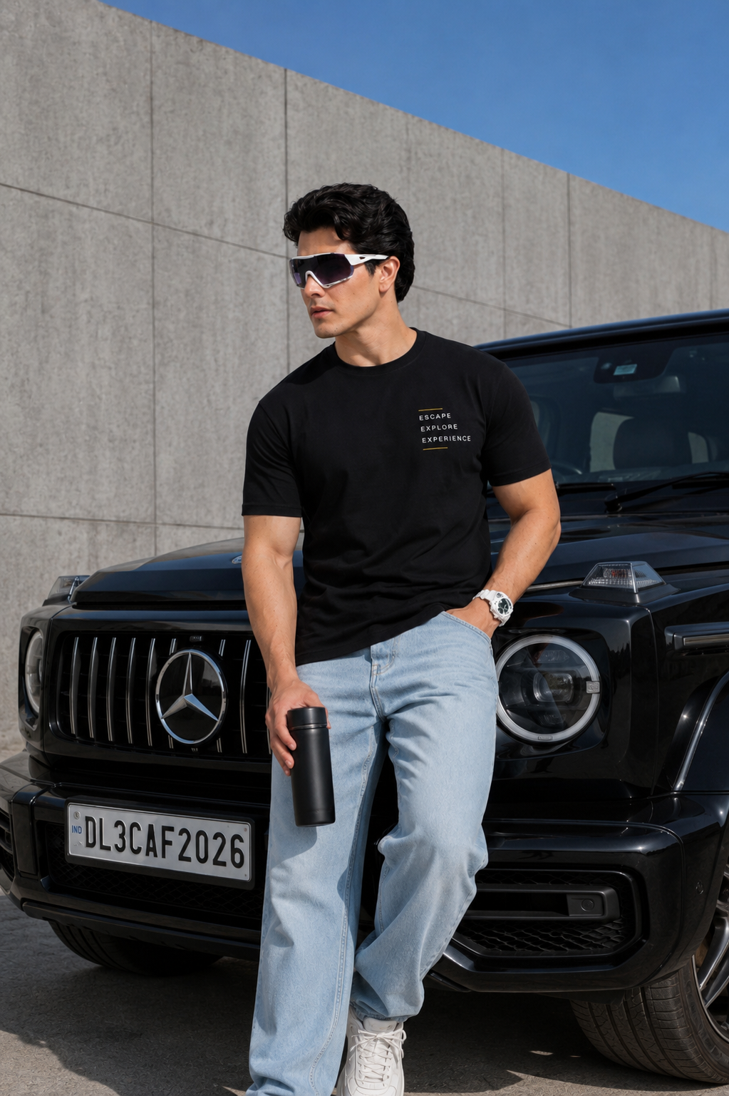 Jeep Adventure Black Printed T-shirt for Men