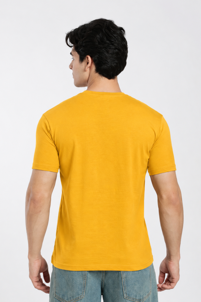 Royal Devouge Mustard Yellow Printed T-shirt for Men