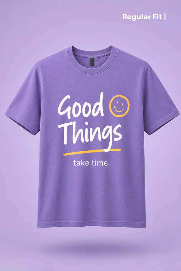 Good Vibes Printed Lavendar Regular Fit T-Shirt For Men