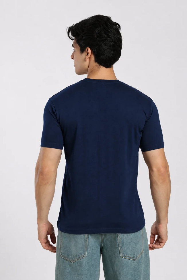 Royal Devouge Navy Blue Printed T-shirt for Men