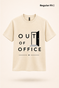 Out of Office Beige Regular Fit Printed T-shirt for Men