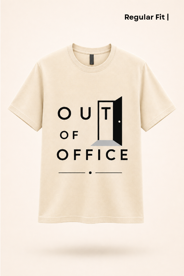 Out of Office Beige Regular Fit Printed T-shirt for Men