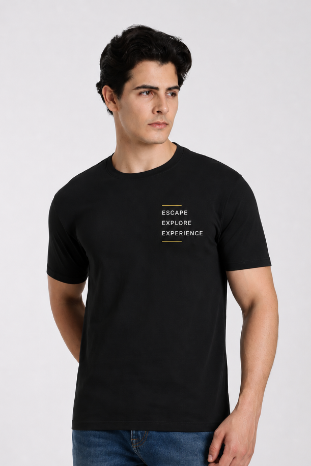 Jeep Adventure Black Printed T-shirt for Men