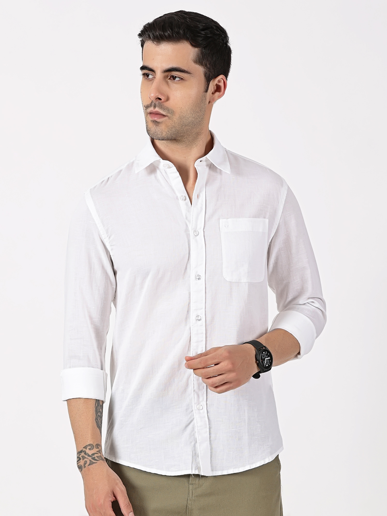 White Cotton Linen Shirt