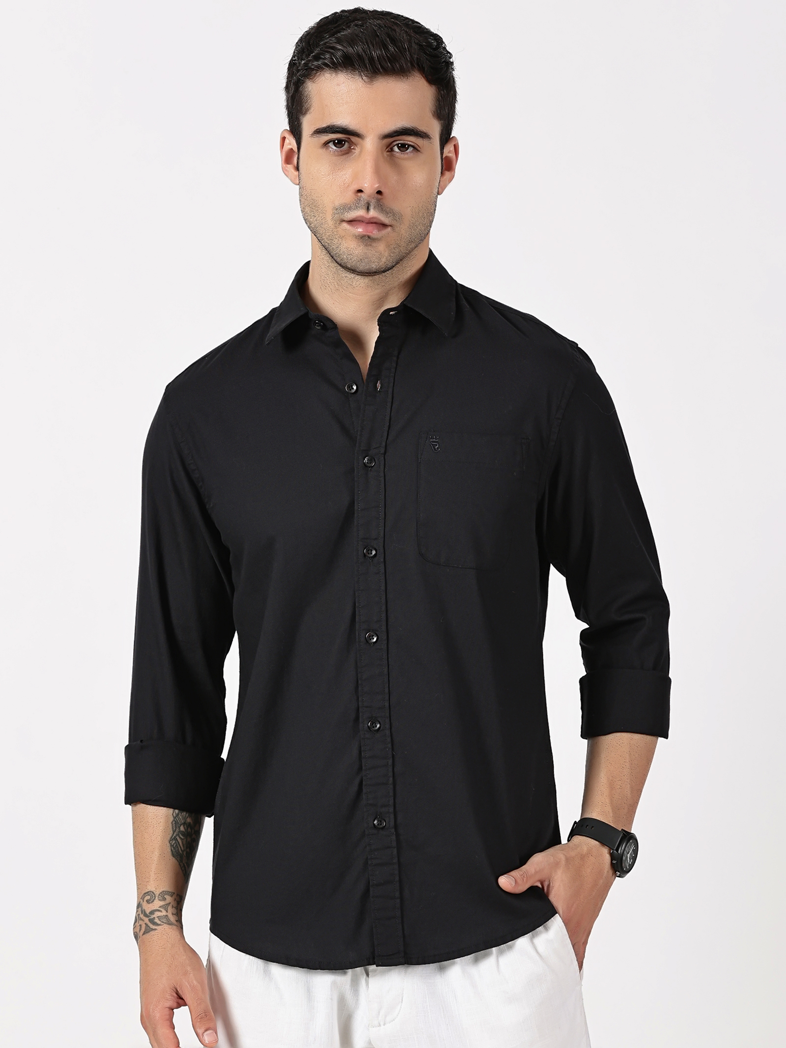 Black Dobby Full Sleeve Shirt