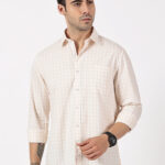 Beige and White Dobby Shirt