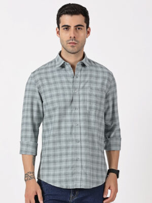 Light Blue with Black Checks Oxford Cotton Shirt