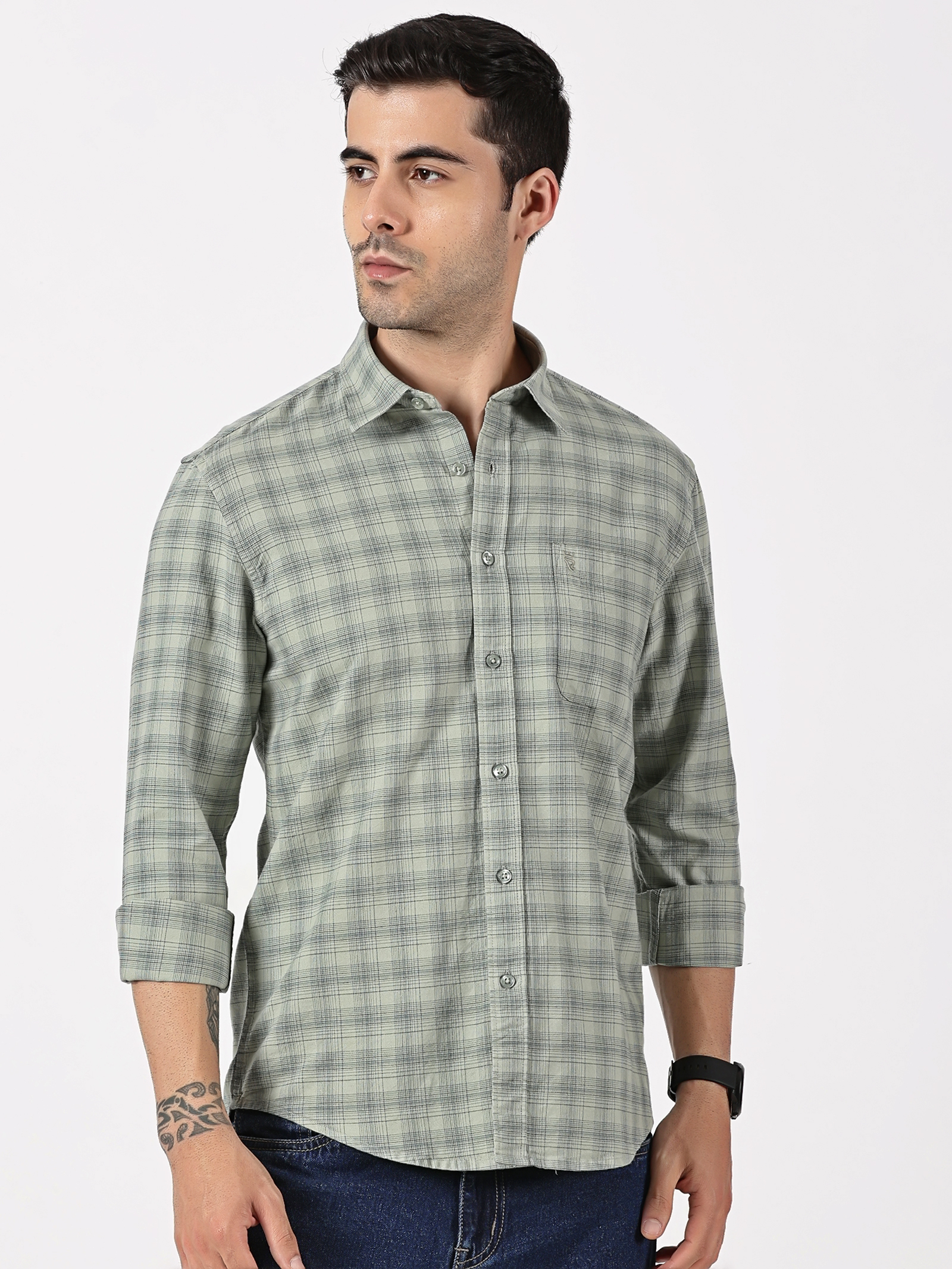 Green & Black Checks Oxford Cotton Shirt