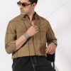 Olive Khaki with Dark Brown Twill Cotton Shirt